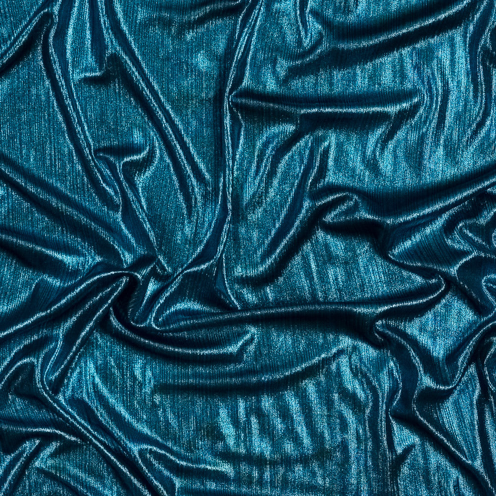 Textured All-Over Foil Knit - Metallic Teal - Lizabet Collection Textured All-Over Foil Knit - Metallic Teal - Lizabet Collection