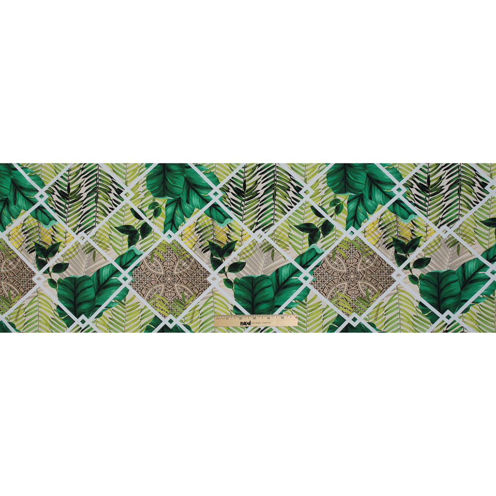 Organic Viscose Batiste - Green Tropical Leaves Folded Organic Viscose Batiste - Green Tropical Leaves Folded