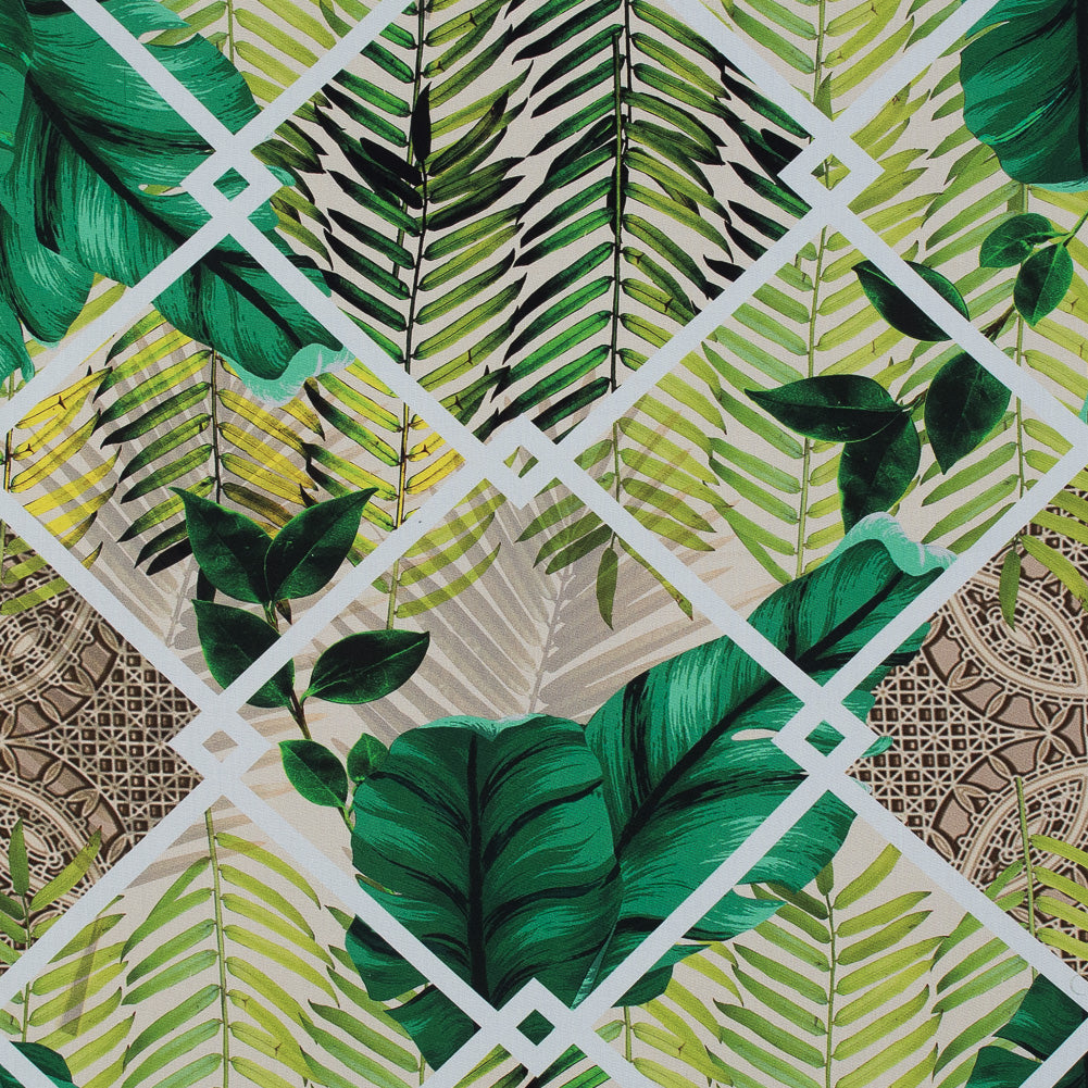 Organic Viscose Batiste - Green Tropical Leaves Organic Viscose Batiste - Green Tropical Leaves