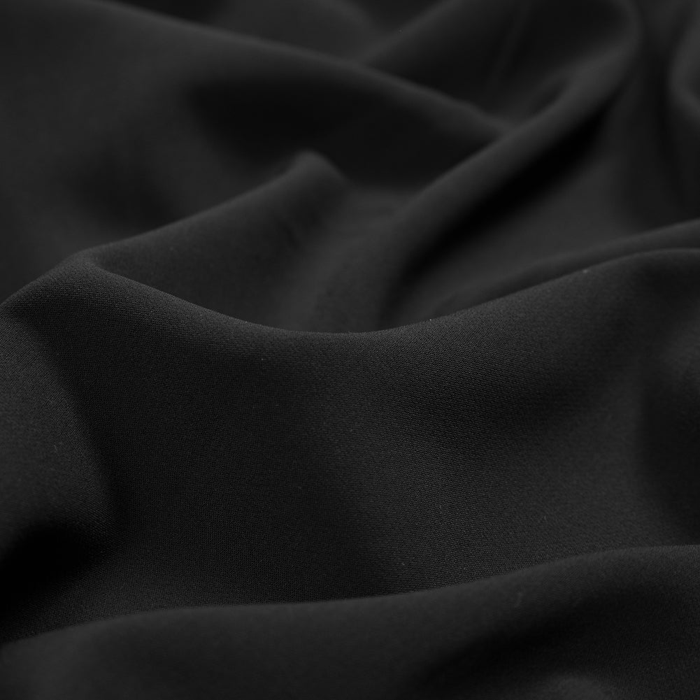 Black Stretch Polyester 4-Ply Crepe Detail Black Stretch Polyester 4-Ply Crepe Detail