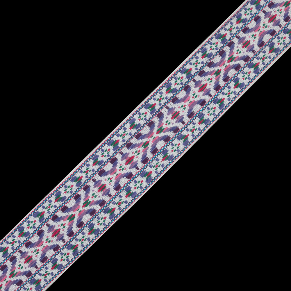 Purple and White Multicolor Jacquard Ribbon - 2" Purple and White Multicolor Jacquard Ribbon - 2"
