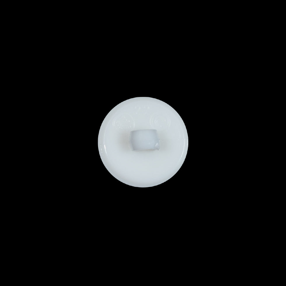 Italian White Plastic Shank Back Button - 22L/14mm Detail Italian White Plastic Shank Back Button - 22L/14mm Detail