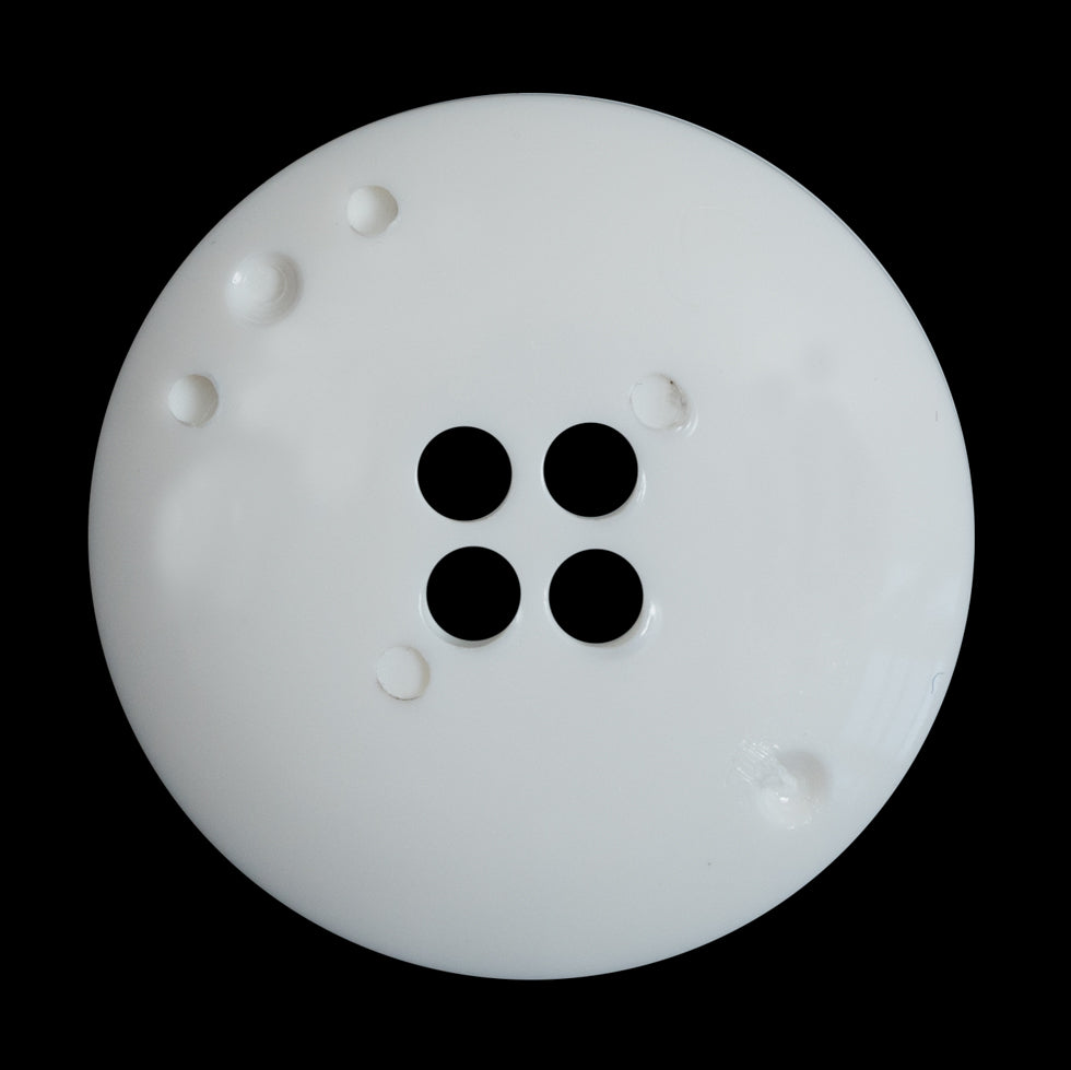 White Plastic 4-Hole Button - 54L/34mm Detail White Plastic 4-Hole Button - 54L/34mm Detail