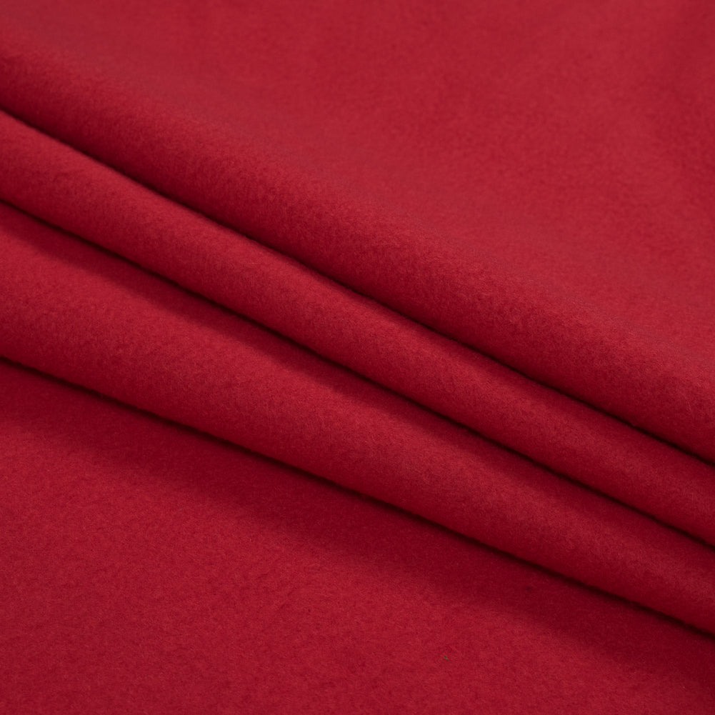 Cotton and Polyester Brushed Fleece - Rich Red Detail Cotton and Polyester Brushed Fleece - Rich Red Detail