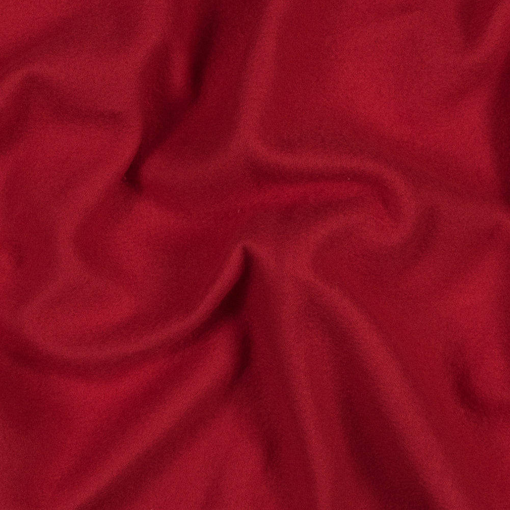 Cotton and Polyester Brushed Fleece - Rich Red Cotton and Polyester Brushed Fleece - Rich Red