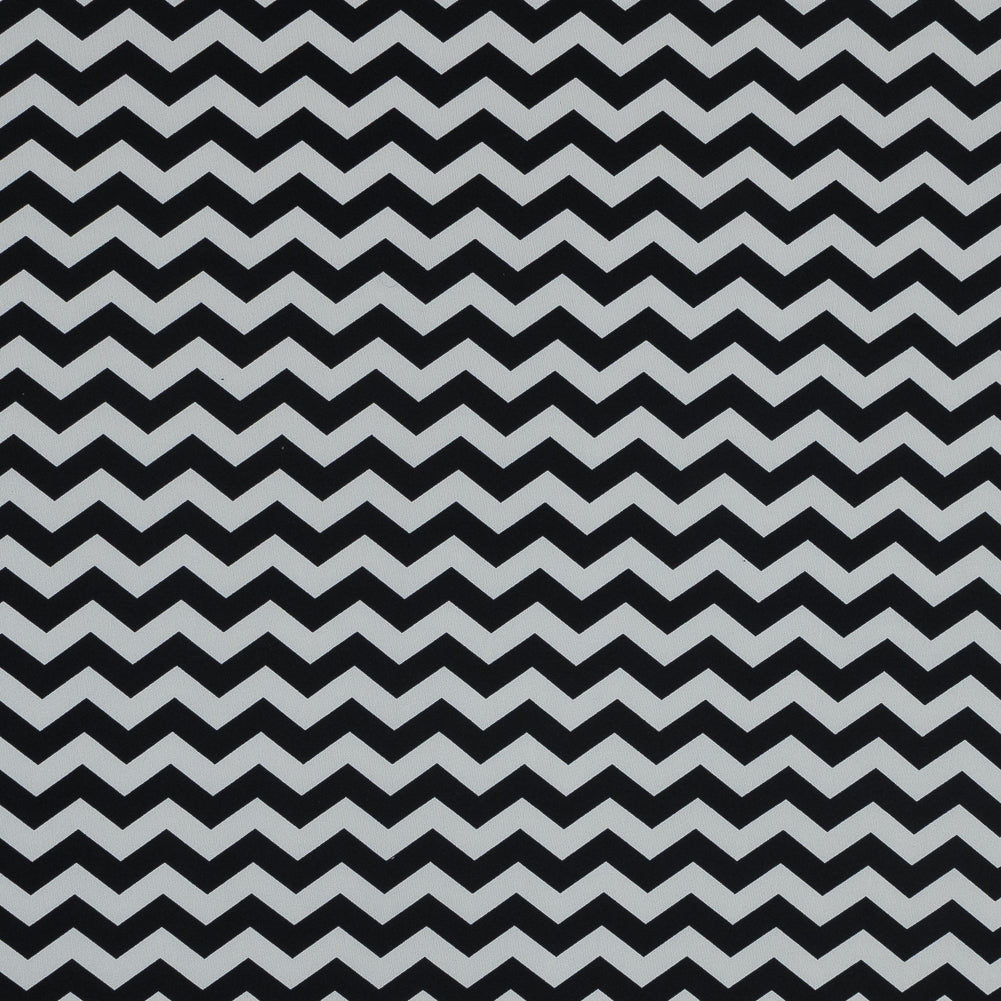 Black and White Zig Zag Printed Polyester Jersey Black and White Zig Zag Printed Polyester Jersey