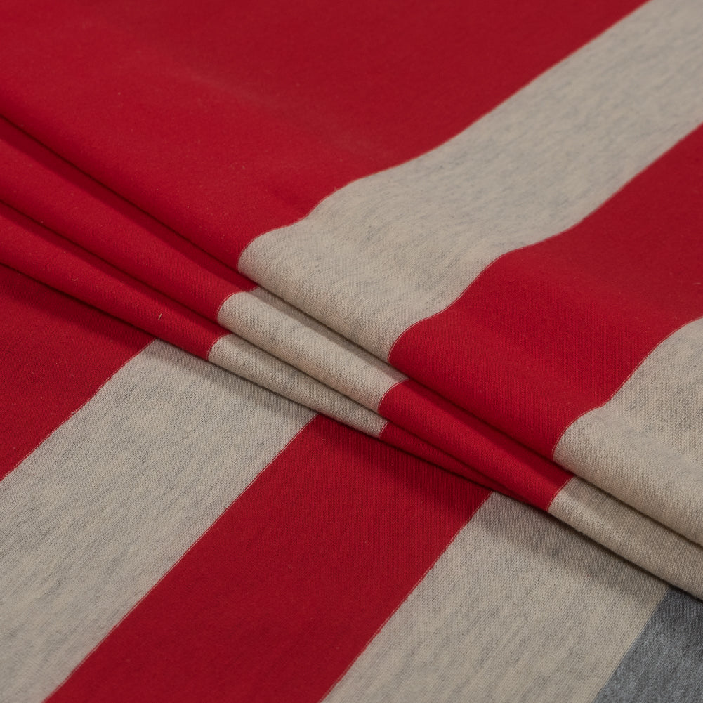 Red, Oatmeal and Gray Awning Striped Jersey Detail Red, Oatmeal and Gray Awning Striped Jersey Detail
