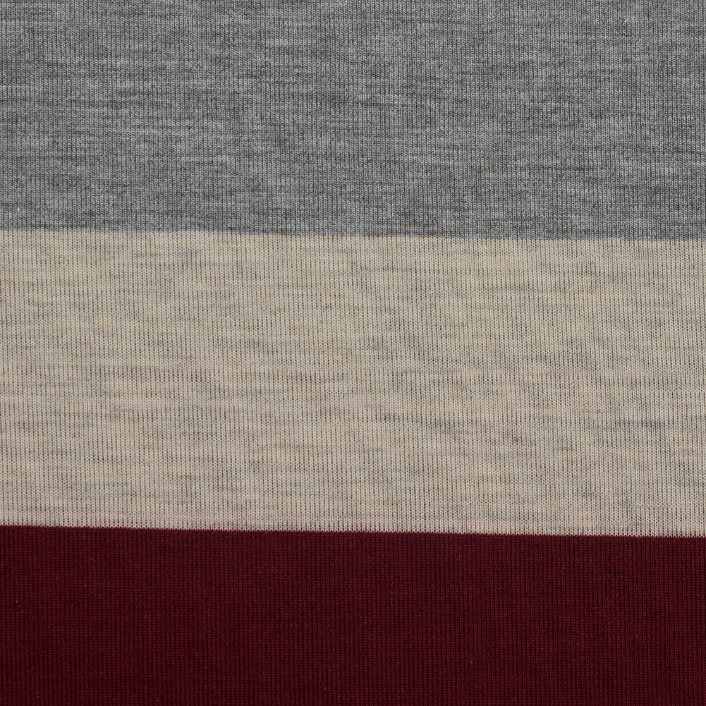 Burgundy, Oatmeal and Gray Awning Striped Jersey Detail Burgundy, Oatmeal and Gray Awning Striped Jersey Detail