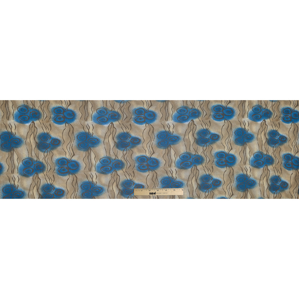 Blue and Beige Printed Polyester Mesh Full Blue and Beige Printed Polyester Mesh Full