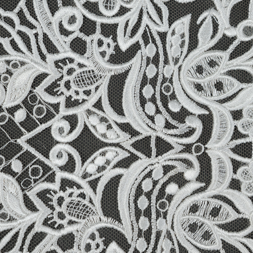 Embroidered Lace - Off-White Floral on Nude Full Embroidered Lace - Off-White Floral on Nude Full