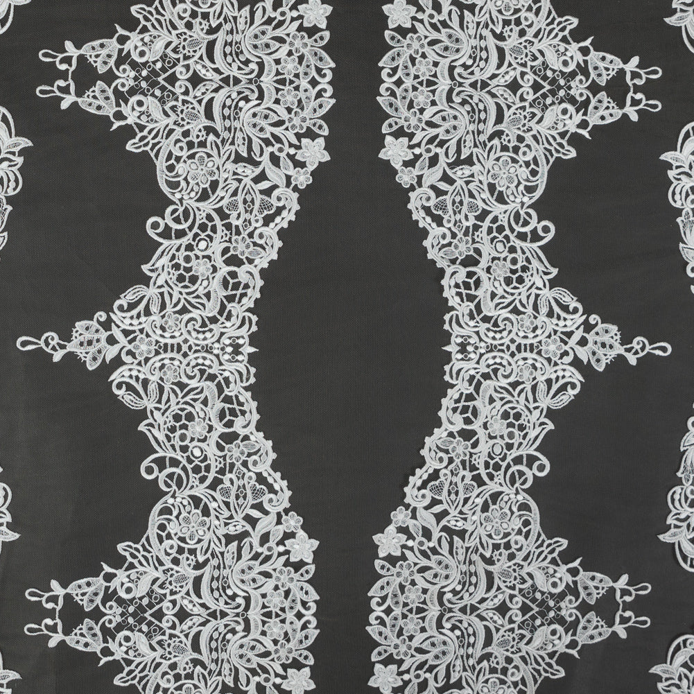 Embroidered Lace - Off-White Floral on Nude Embroidered Lace - Off-White Floral on Nude