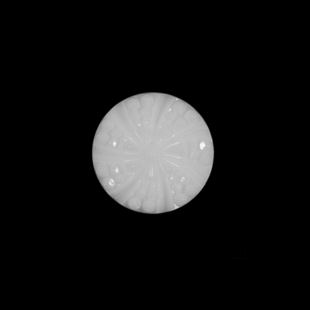 White Bevel Cut Plastic Button - 24L/15mm