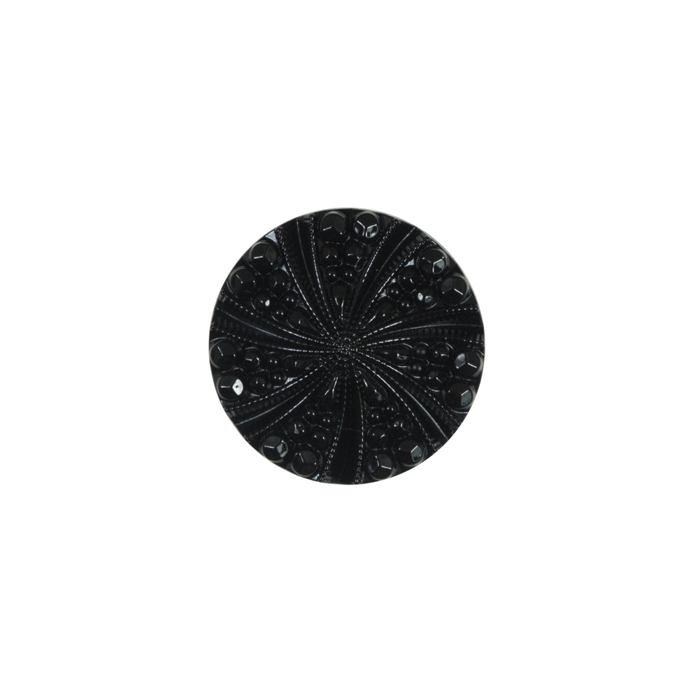 Black Bevel Cut Plastic Button - 24L/15mm Black Bevel Cut Plastic Button - 24L/15mm