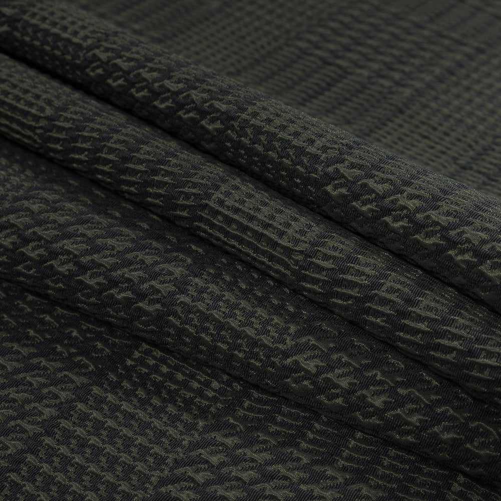 Olive and Black Glen Plaid Stretch Brocade Folded Olive and Black Glen Plaid Stretch Brocade Folded
