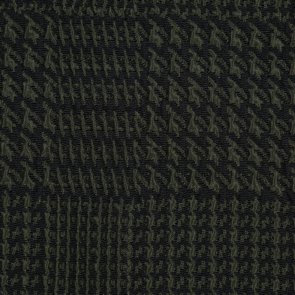 Olive and Black Glen Plaid Stretch Brocade Detail Olive and Black Glen Plaid Stretch Brocade Detail