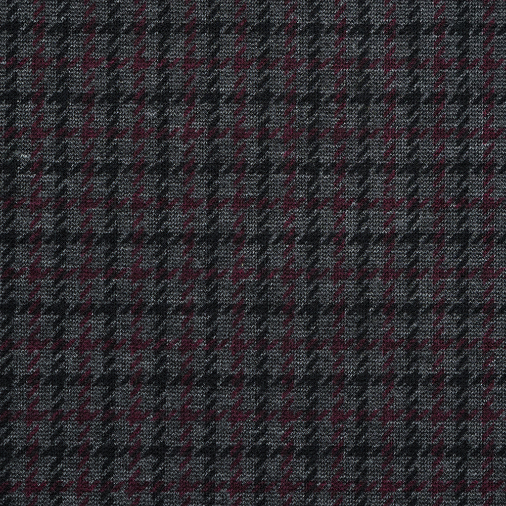 Burgundy, Black and Gray Tattersall Check Ponte Knit Detail Burgundy, Black and Gray Tattersall Check Ponte Knit Detail