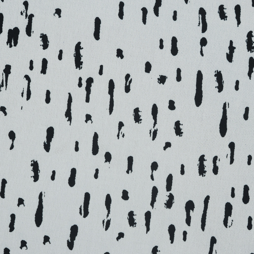 Ivory and Black Abstract Printed Polyester Crepe Detail Ivory and Black Abstract Printed Polyester Crepe Detail