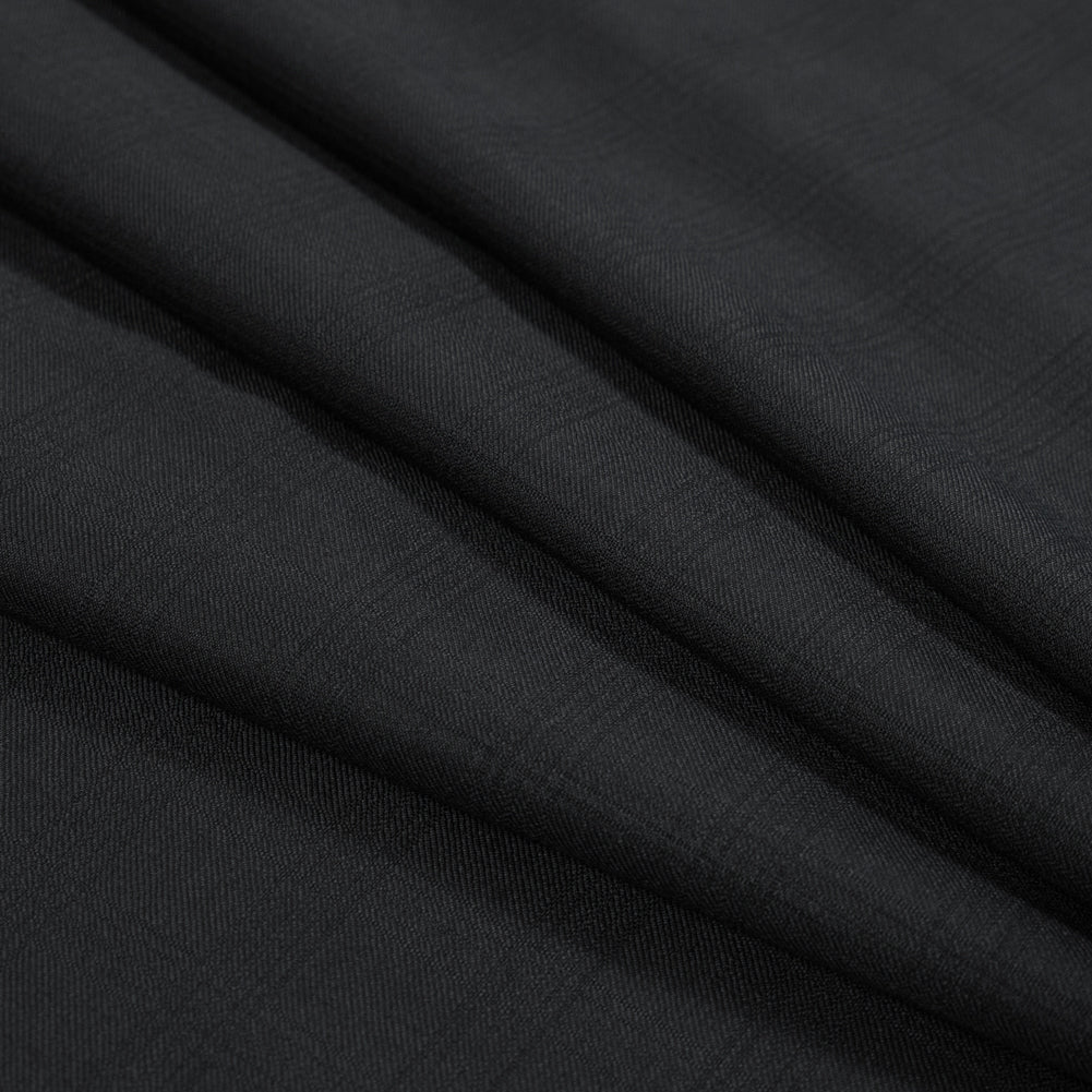 Black Plaid Super 140 Wool Suiting Folded Black Plaid Super 140 Wool Suiting Folded