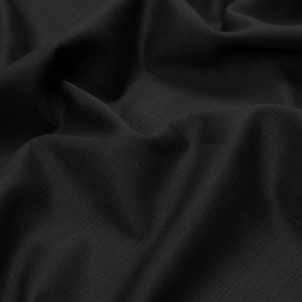 Black Plaid Super 140 Wool Suiting Detail Black Plaid Super 140 Wool Suiting Detail