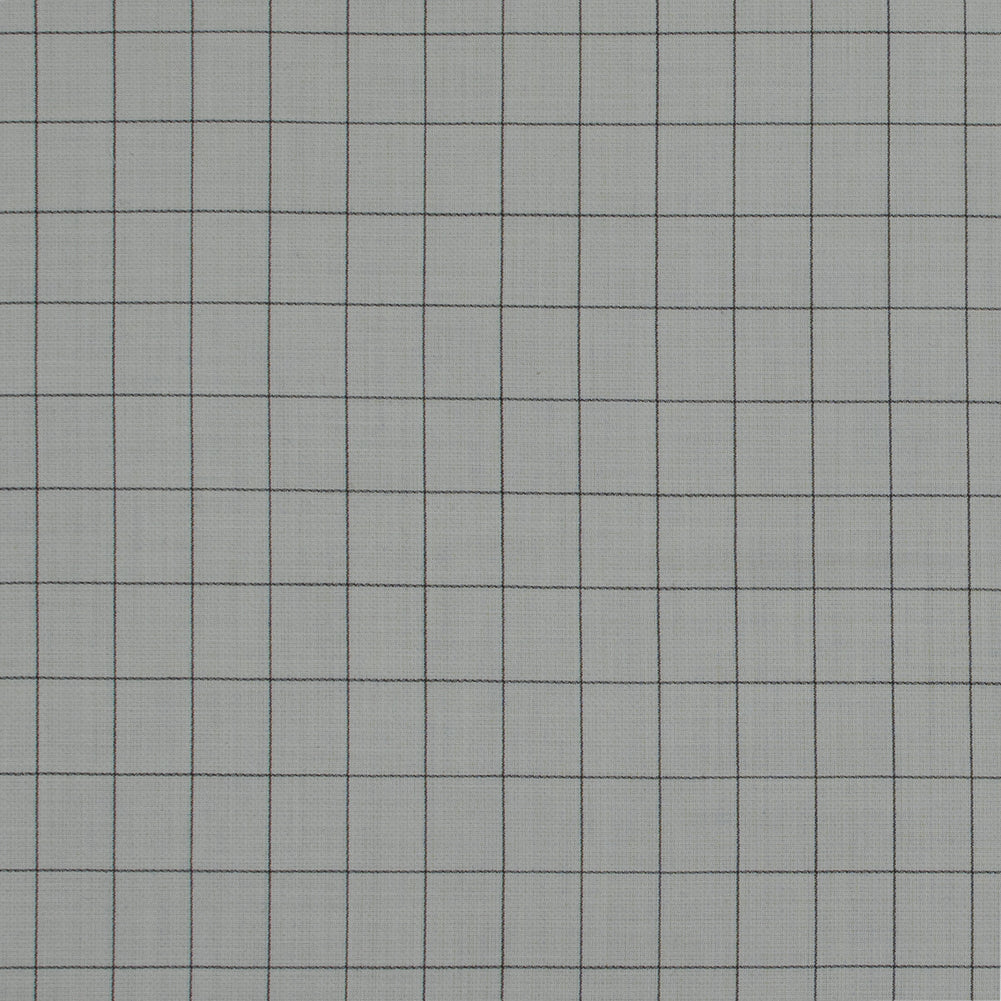 Super 150 Spill Repellent Wool Suiting - Ivory and Black Windowpane Check Super 150 Spill Repellent Wool Suiting - Ivory and Black Windowpane Check