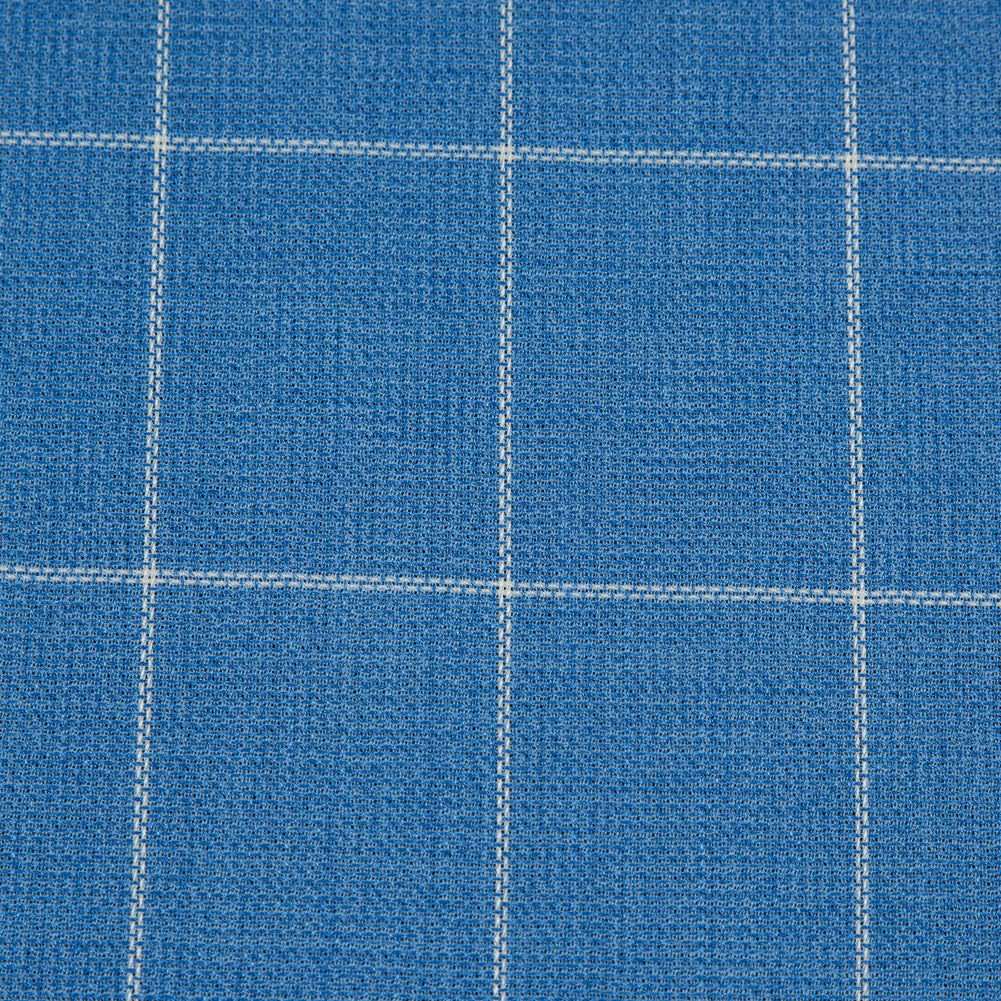 Super 150 Wool Suiting - Blue and White Windowpane Check Detail Super 150 Wool Suiting - Blue and White Windowpane Check Detail