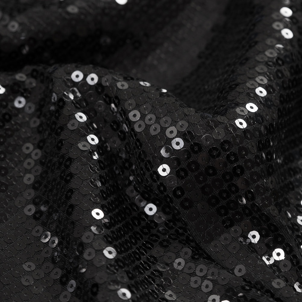 Black Jersey Knit with All-Over Circle Sequins Detail Black Jersey Knit with All-Over Circle Sequins Detail