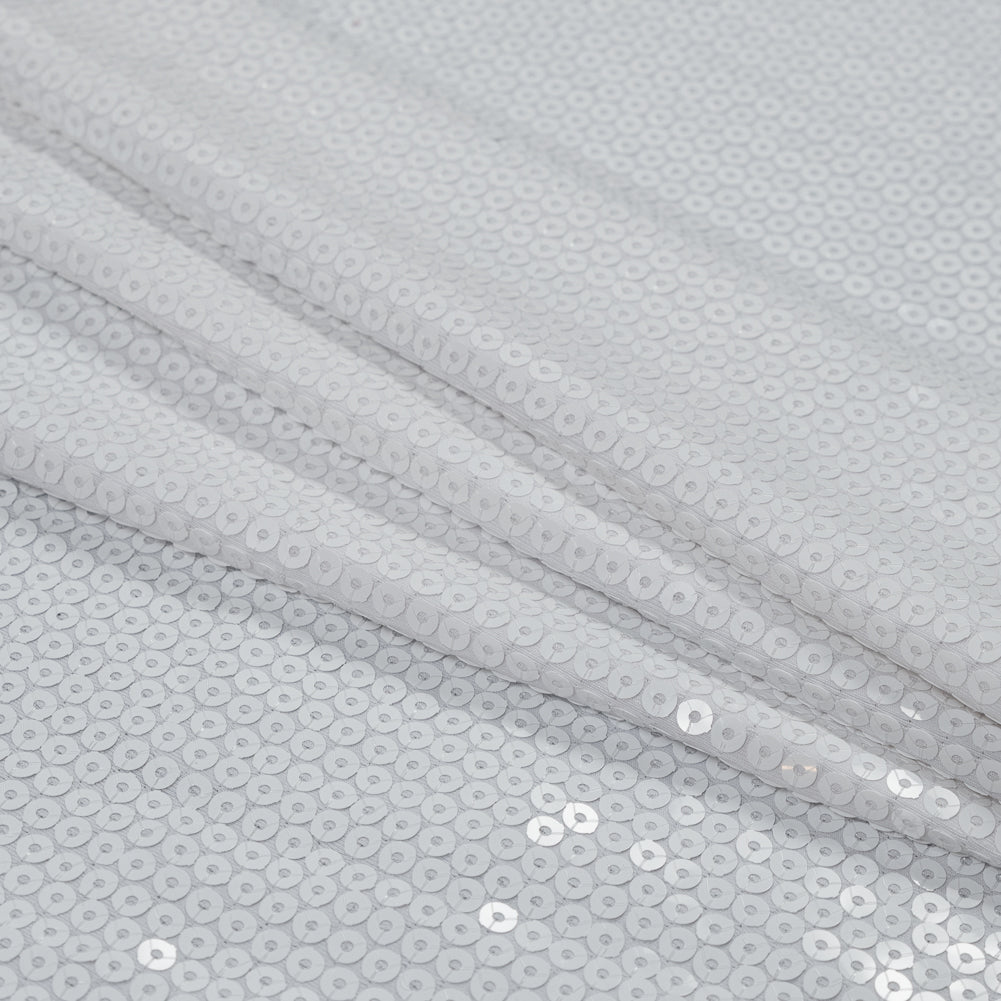 White Jersey Knit with All-Over Circle Sequins Folded White Jersey Knit with All-Over Circle Sequins Folded