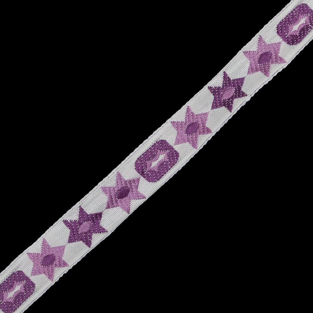 Purple Geometric Jacquard Ribbon - 0.5" Detail Purple Geometric Jacquard Ribbon - 0.5" Detail