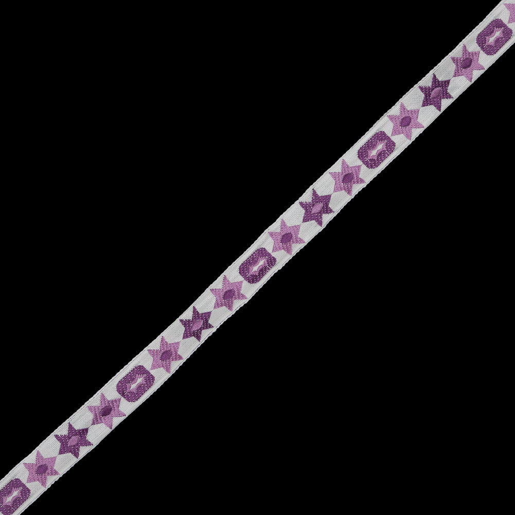 Purple Geometric Jacquard Ribbon - 0.5" Purple Geometric Jacquard Ribbon - 0.5"