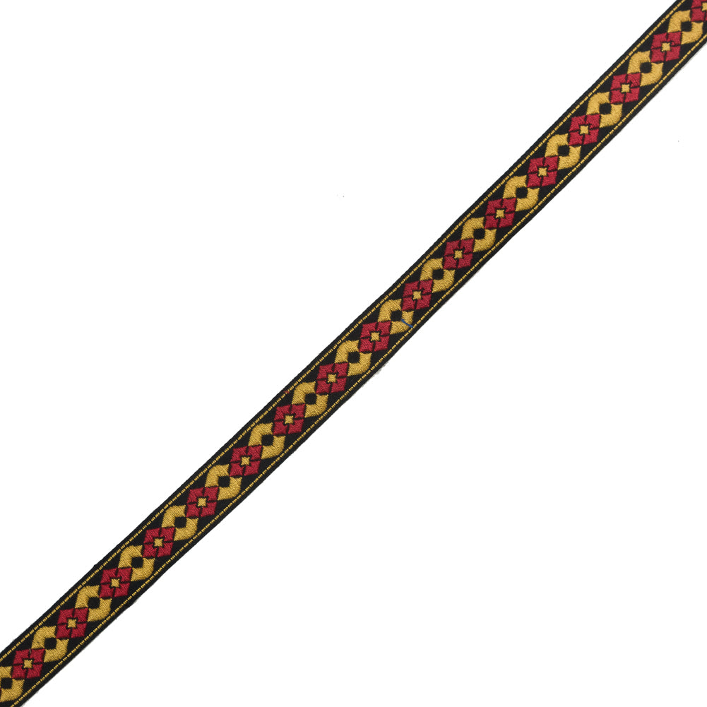Red and Yellow German Jacquard Ribbon - 0.625" Red and Yellow German Jacquard Ribbon - 0.625"
