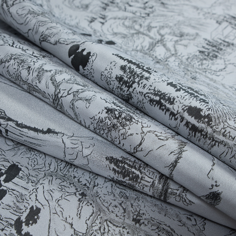 Silver and Black Landscape Jacquard Panel Folded Silver and Black Landscape Jacquard Panel Folded