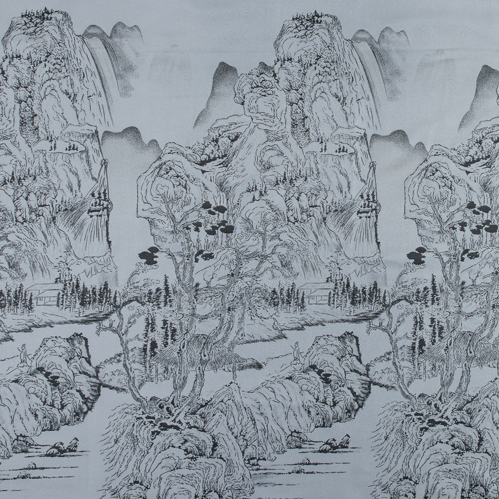 Silver and Black Landscape Jacquard Panel Silver and Black Landscape Jacquard Panel