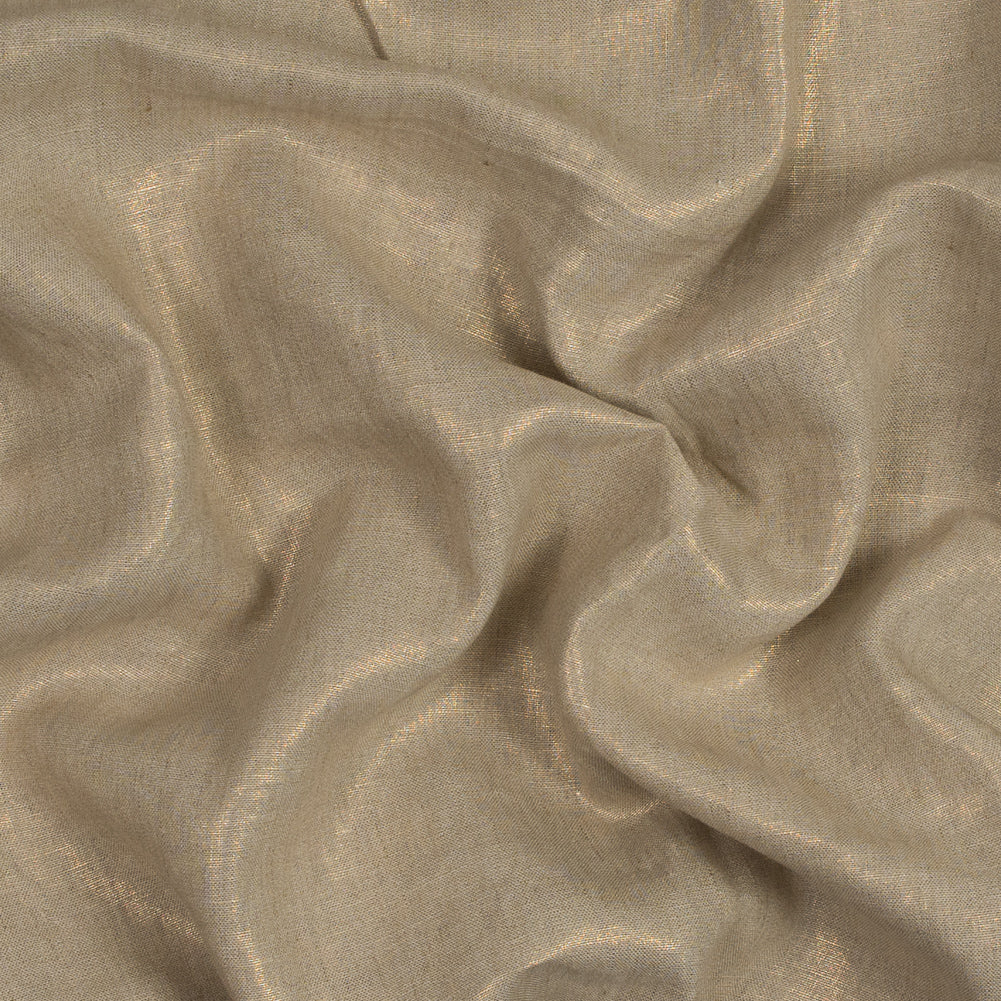 Medium Weight Linen Woven with Metallic Foiling - Oatmeal and Gold - Bianca Collection Medium Weight Linen Woven with Metallic Foiling - Oatmeal and Gold - Bianca Collection
