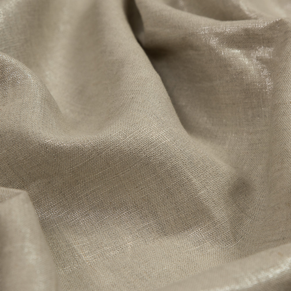 Medium Weight Linen Woven with Metallic Foiling - Oatmeal and Silver - Bianca Collection Full Medium Weight Linen Woven with Metallic Foiling - Oatmeal and Silver - Bianca Collection Full