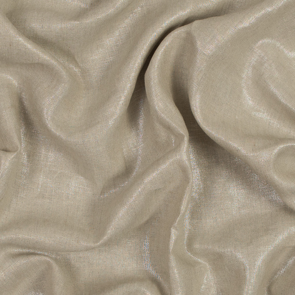 Medium Weight Linen Woven with Metallic Foiling - Oatmeal and Silver - Bianca Collection Medium Weight Linen Woven with Metallic Foiling - Oatmeal and Silver - Bianca Collection
