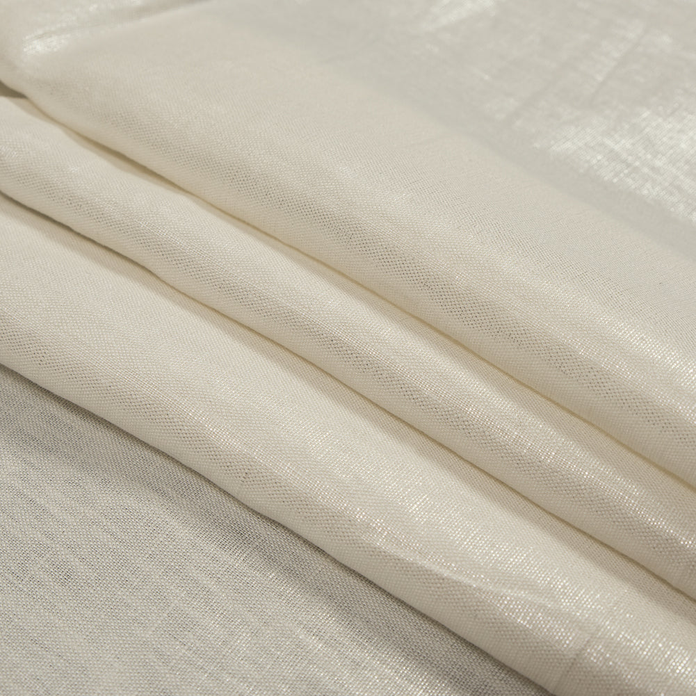 Medium Weight Linen Woven with Metallic Foiling - Ivory and Silver - Bianca Collection Detail Medium Weight Linen Woven with Metallic Foiling - Ivory and Silver - Bianca Collection Detail