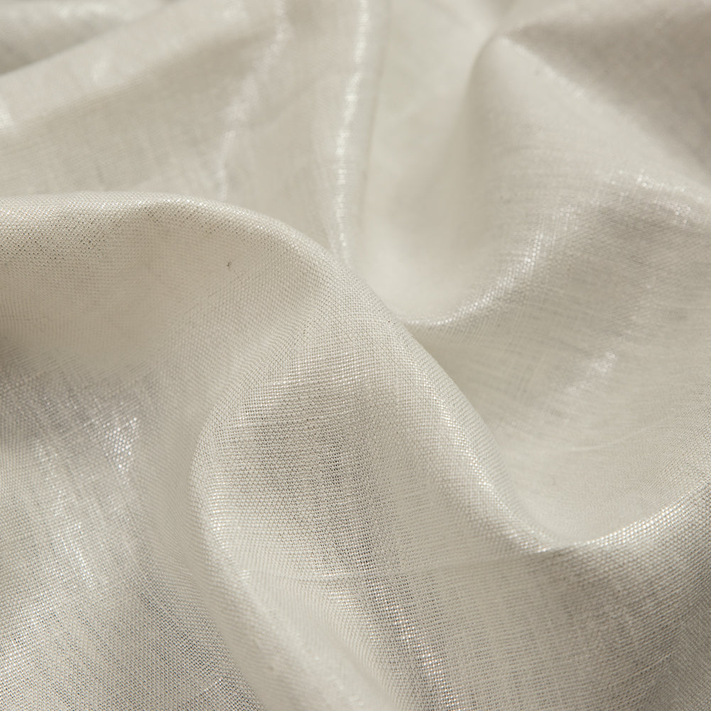 Medium Weight Linen Woven with Metallic Foiling - Ivory and Silver - Bianca Collection Full Medium Weight Linen Woven with Metallic Foiling - Ivory and Silver - Bianca Collection Full
