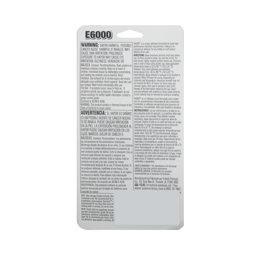 E-6000 Clear Adhesive - 4 Tubes/0.18oz Detail