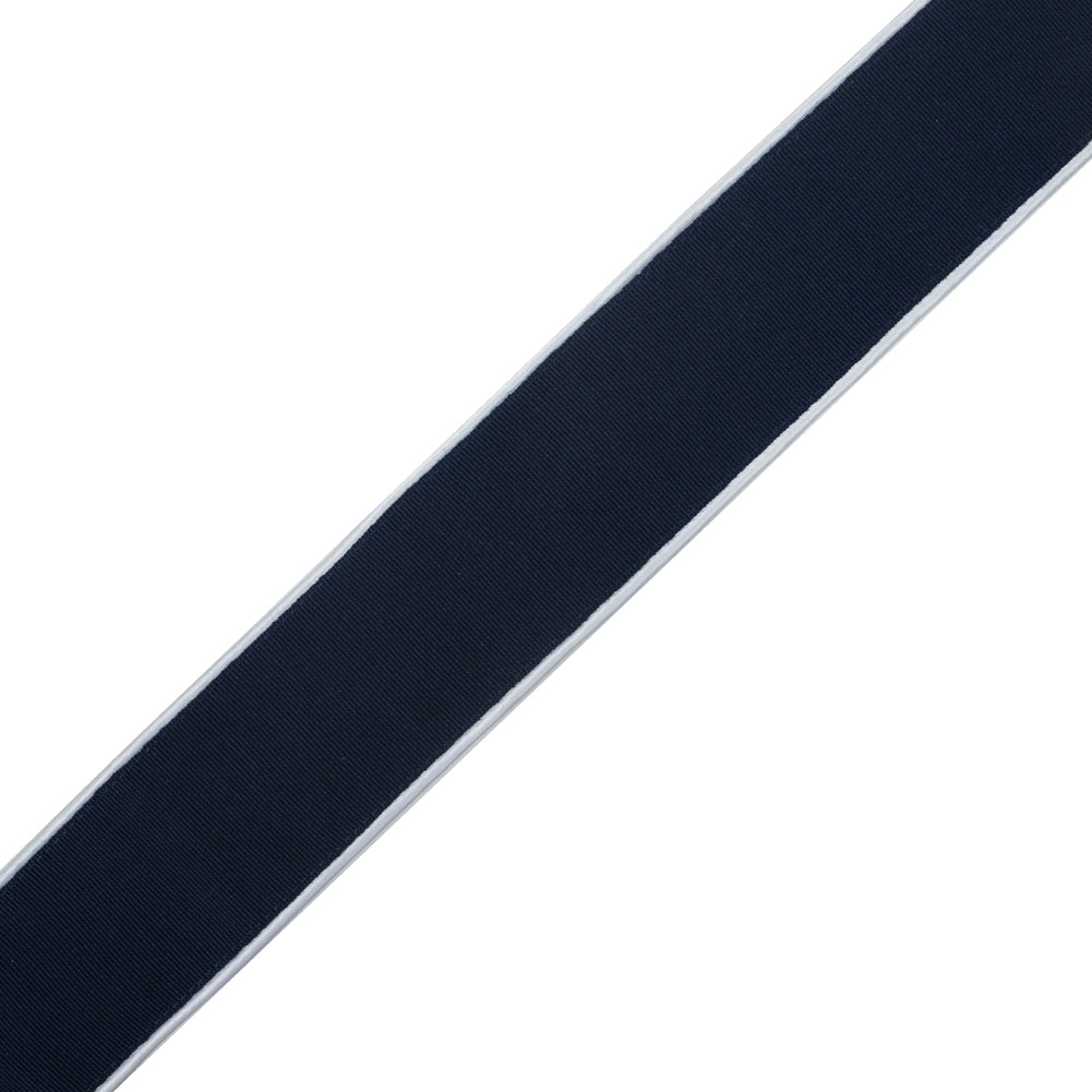 Italian Navy Grosgrain with White Satin Piped Edges - 2" Italian Navy Grosgrain with White Satin Piped Edges - 2"