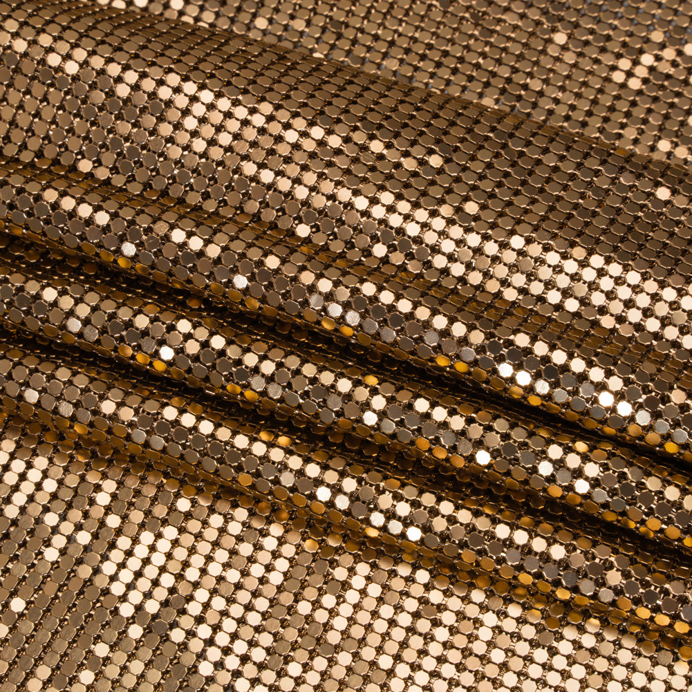 Aluminum Chainmail Fabric Panel, 3mm Tubular - Gilded Bronze - Joan Collection Aluminum Chainmail Fabric Panel, 3mm Tubular - Gilded Bronze - Joan Collection