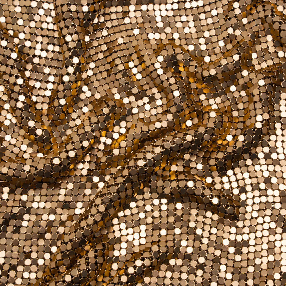 Aluminum Chainmail Fabric Panel, 3mm Tubular - Gilded Bronze - Joan Collection Aluminum Chainmail Fabric Panel, 3mm Tubular - Gilded Bronze - Joan Collection