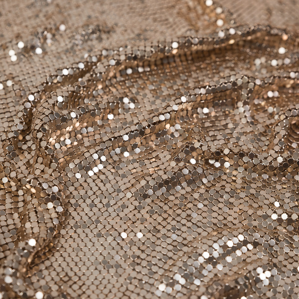 Mood Exclusive Joan Rose Gold Tubular Chainmail Fabric Mood Exclusive Joan Rose Gold Tubular Chainmail Fabric