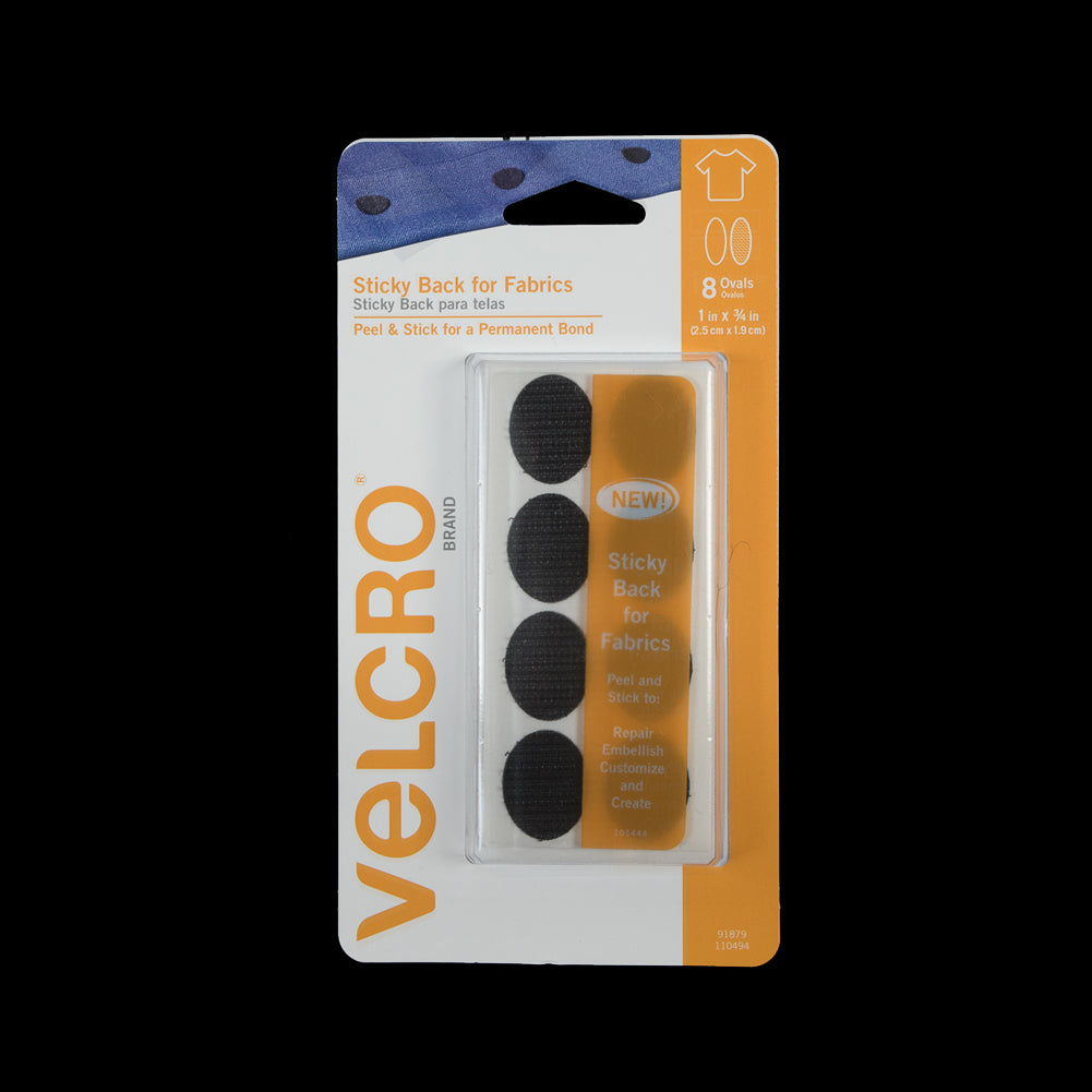 Oval Black Sticky Back VELCRO® Tape - 8 Sets Oval Black Sticky Back VELCRO® Tape - 8 Sets
