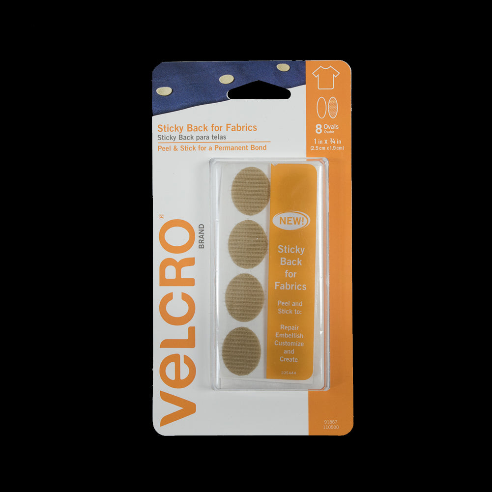 Oval Beige Sticky Back VELCRO® Tape - 8 Sets