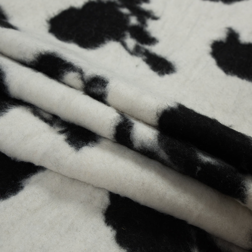 Brushed Wool Knit - Off-White and Black Rose Floral - Designer Deadstock Folded Brushed Wool Knit - Off-White and Black Rose Floral - Designer Deadstock Folded