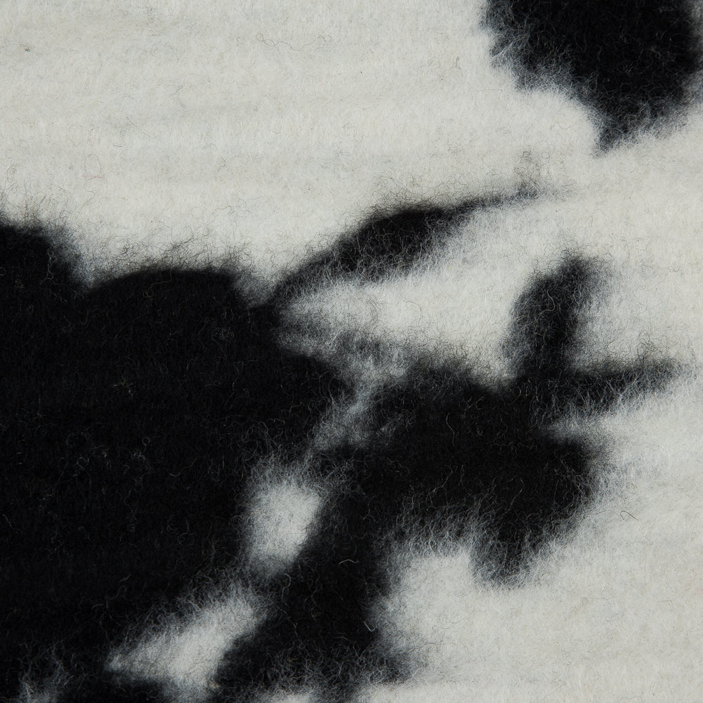 Brushed Wool Knit - Off-White and Black Rose Floral - Designer Deadstock Detail Brushed Wool Knit - Off-White and Black Rose Floral - Designer Deadstock Detail