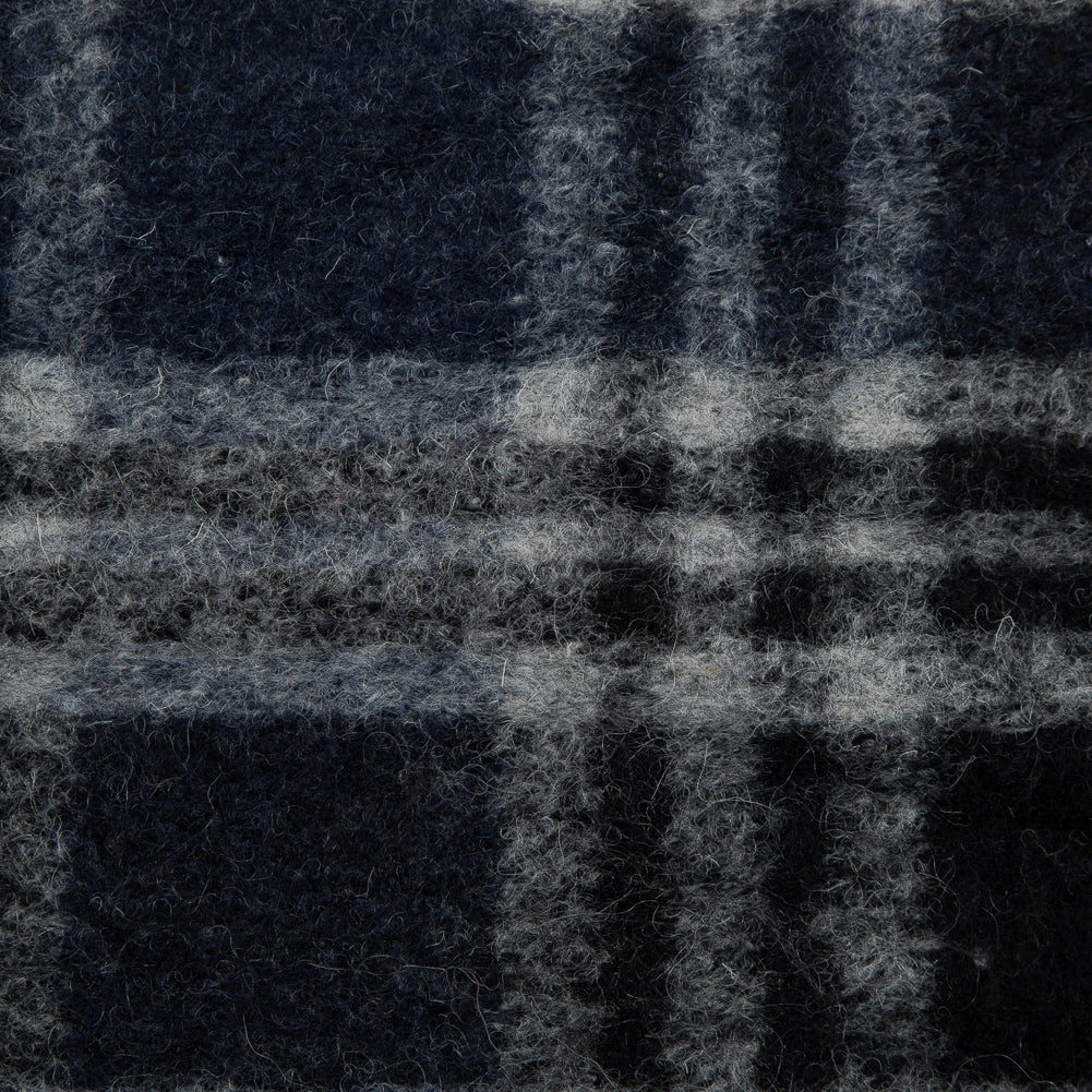 Wool Knit - Navy and White Plaid - Designer Deadstock Detail Wool Knit - Navy and White Plaid - Designer Deadstock Detail