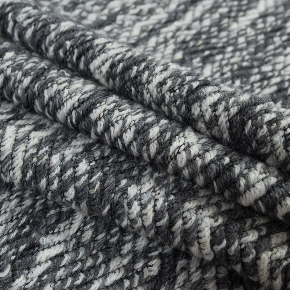 Wool Knit with Zig Zag Loops - Gray and White - Designer Deadstock Folded Wool Knit with Zig Zag Loops - Gray and White - Designer Deadstock Folded