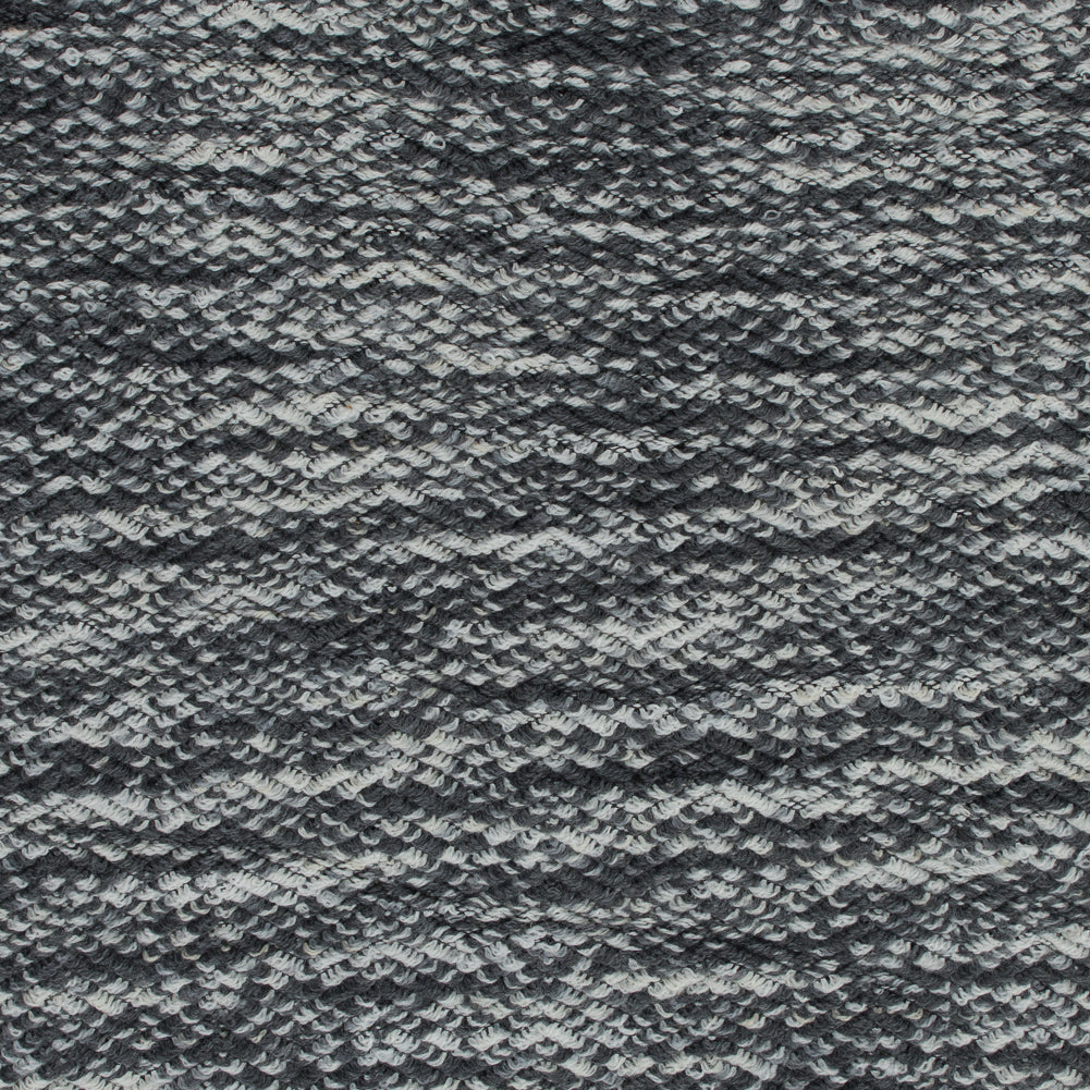 Wool Knit with Zig Zag Loops - Gray and White - Designer Deadstock Wool Knit with Zig Zag Loops - Gray and White - Designer Deadstock