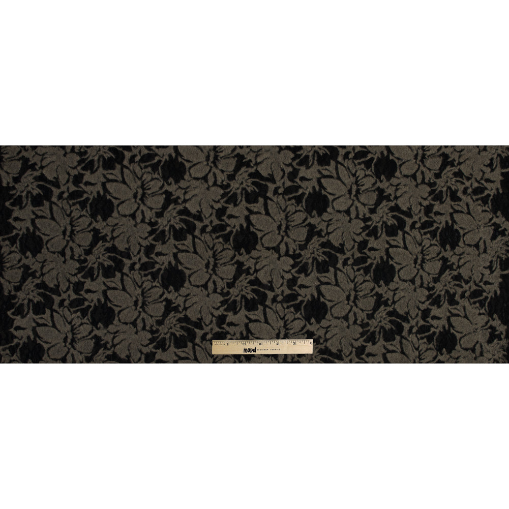 Bonded Wool Woven and Lace - Beige and Black Floral - Designer Deadstock Full Bonded Wool Woven and Lace - Beige and Black Floral - Designer Deadstock Full